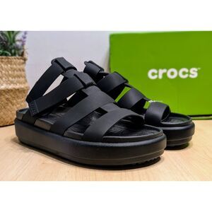 CROCS Black Brooklyn Luxe Gladiator Sandals Women's Size 8 NIB